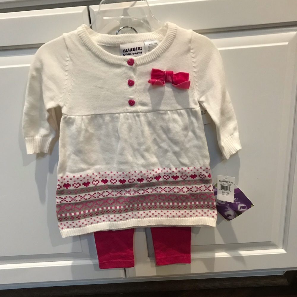 NWT sweater dress with pink leggings
